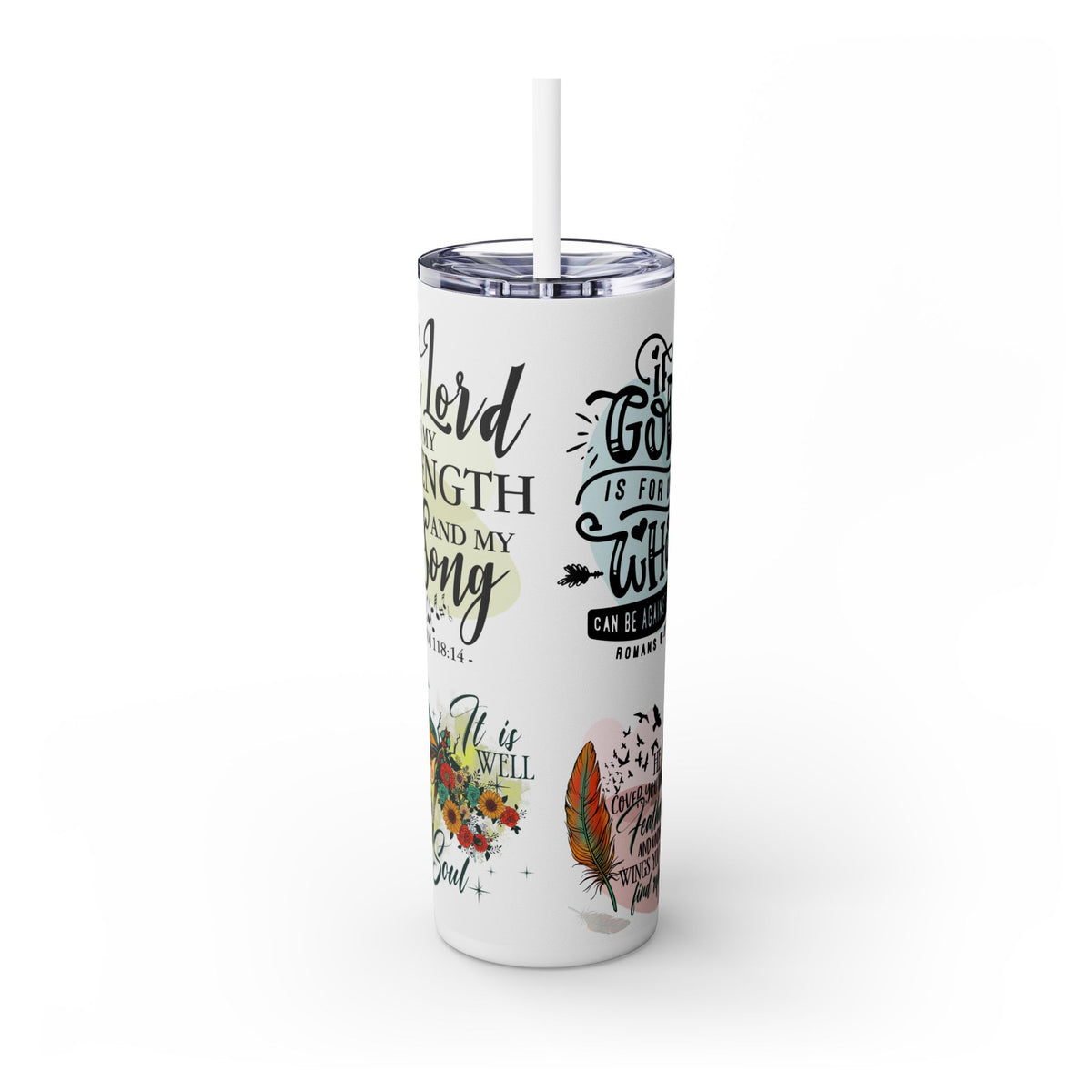 She Is Strong Skinny Tumbler with Straw, 20oz