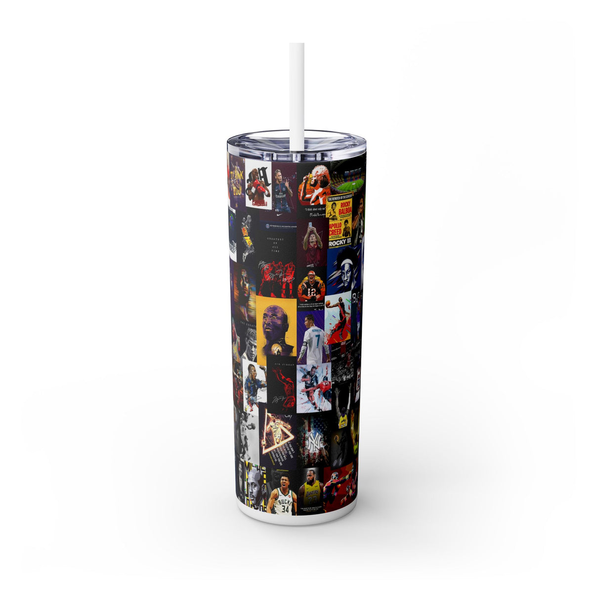 Sports  Skinny Tumbler with Straw, 20oz