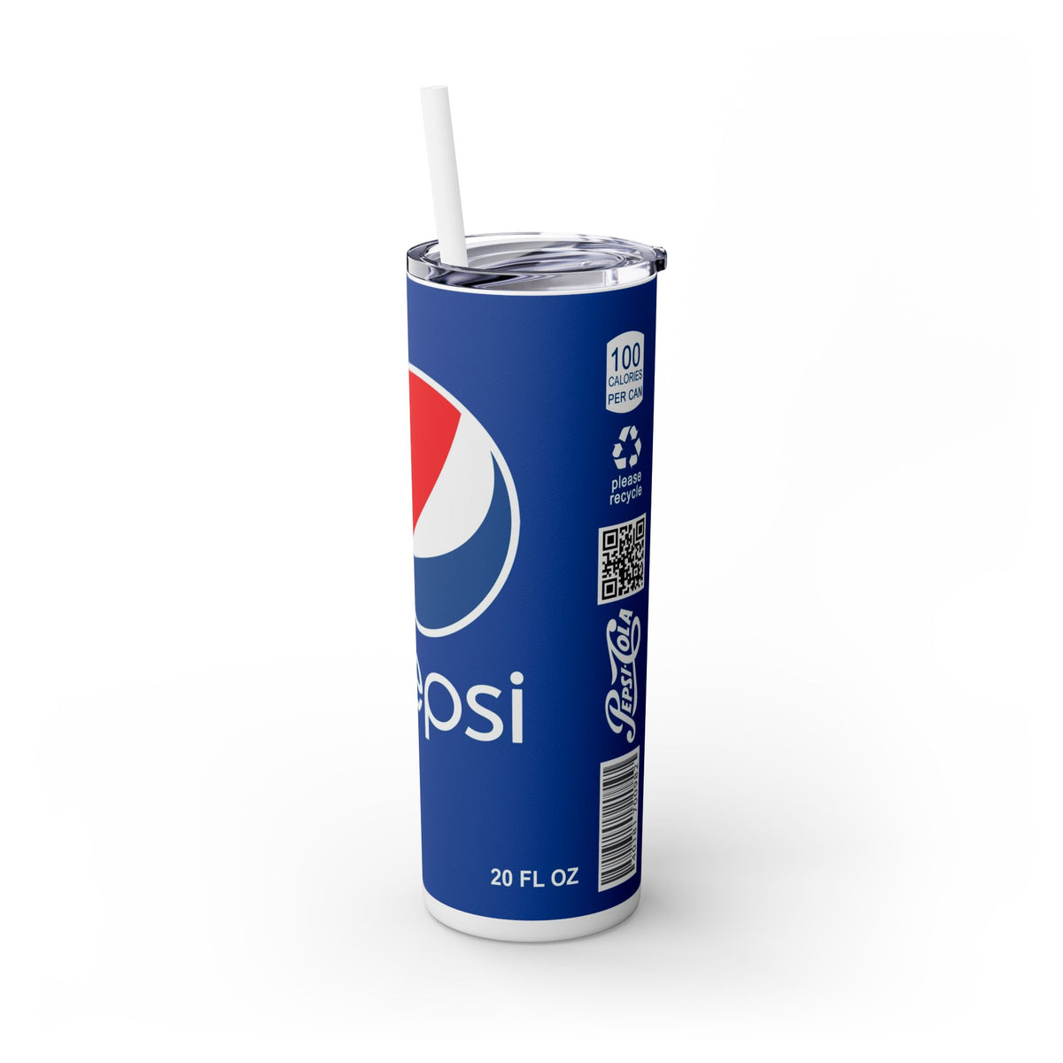 Pepsi Skinny Tumbler with Straw, 20oz