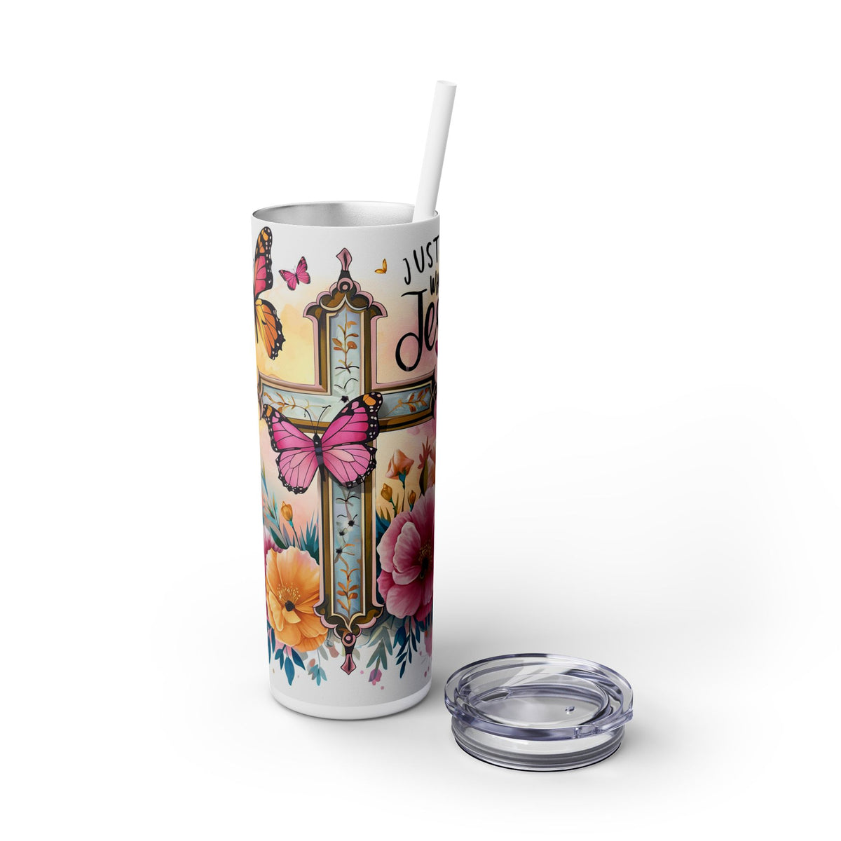 Just A Girl Skinny Tumbler with Straw, 20oz