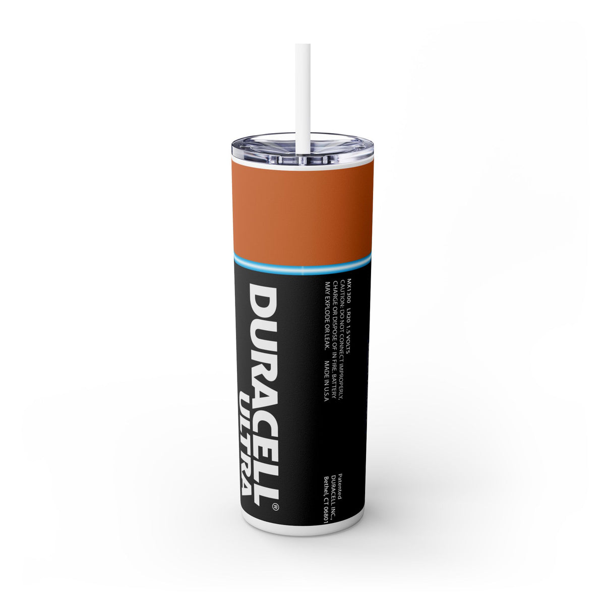 Duracell Skinny Tumbler with Straw, 20oz