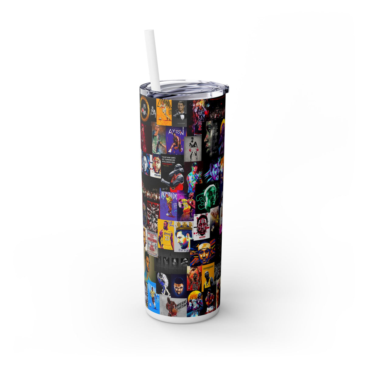 Sports Skinny Tumbler with Straw, 20oz