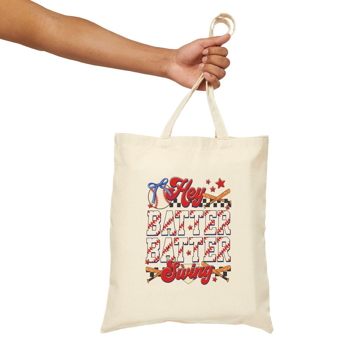 Hey Batter Swing Cotton Canvas Tote Bag