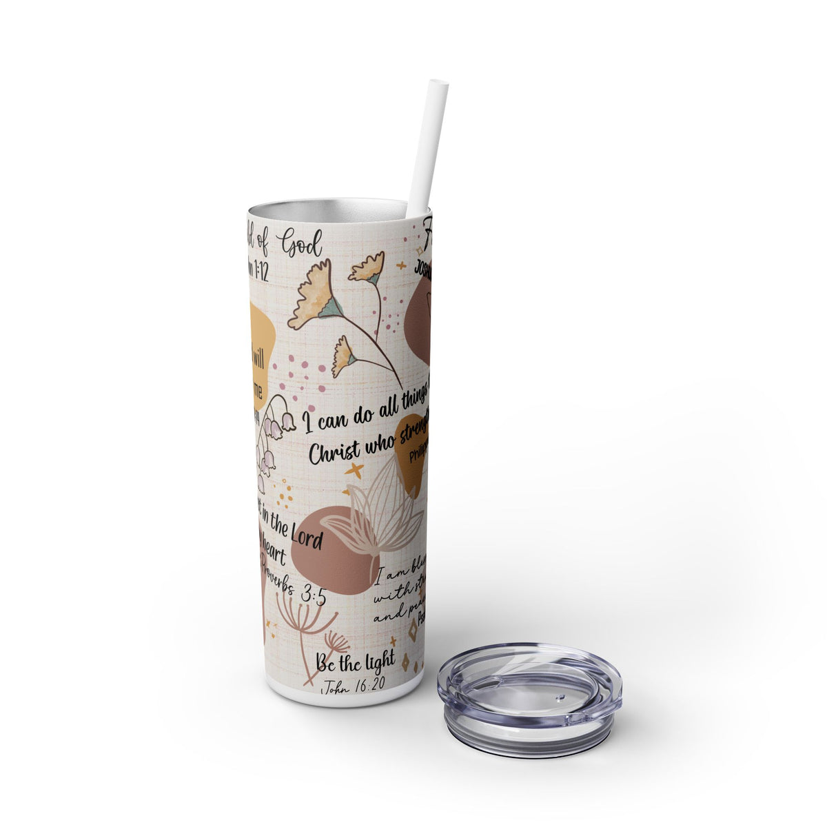 Bible Verses Skinny Tumbler with Straw, 20oz