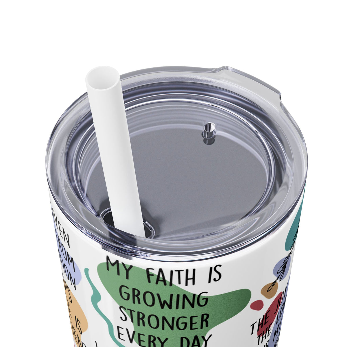 Daily Bible Affirmations Skinny Tumbler with Straw, 20oz