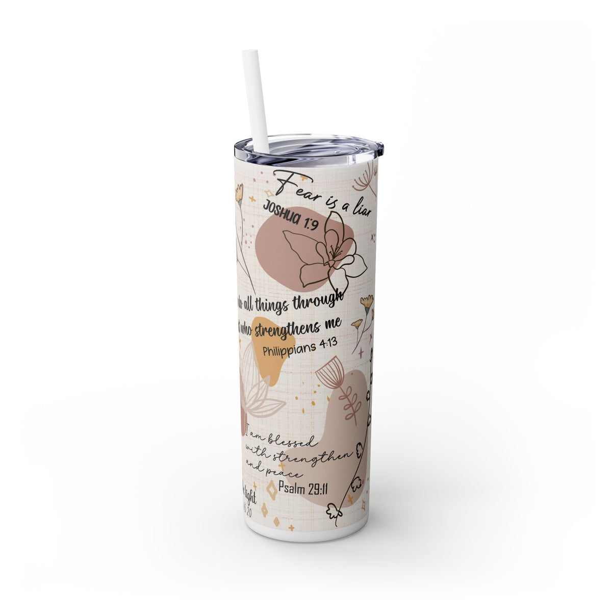 Bible Verses Skinny Tumbler with Straw, 20oz