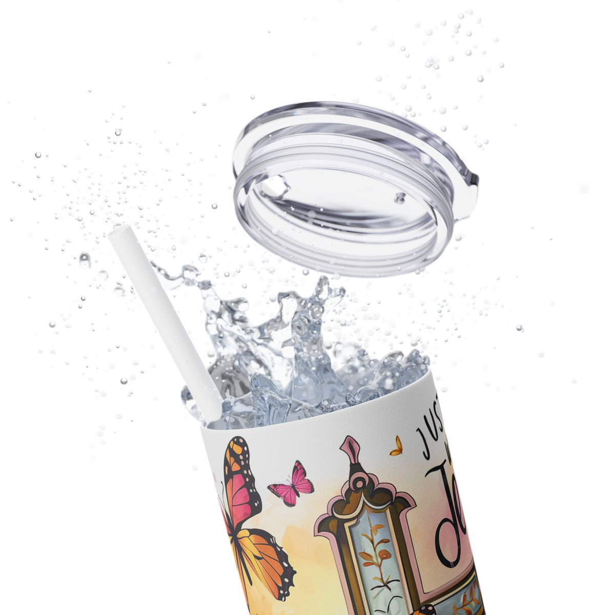 Just A Girl Skinny Tumbler with Straw, 20oz