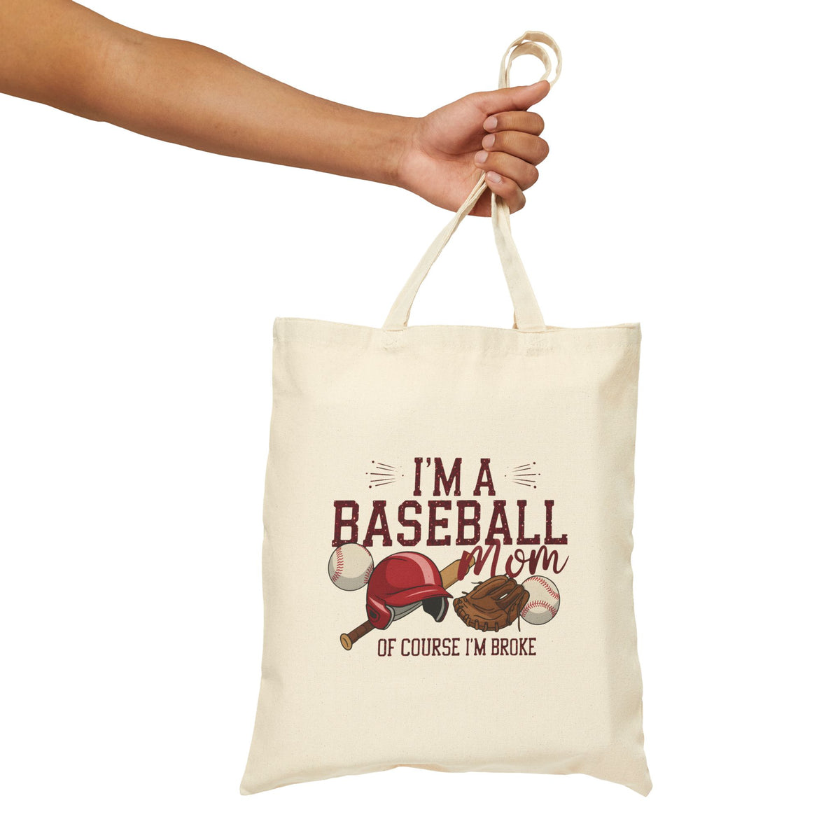 Baseball Mom Cotton Canvas Tote Bag