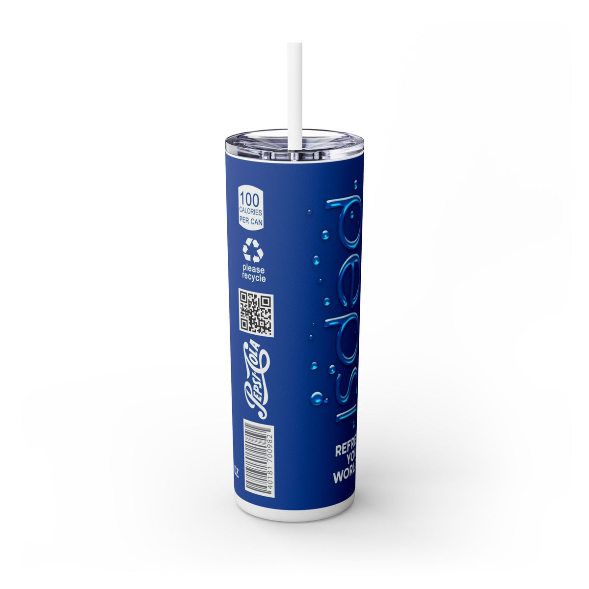 Pepsi Skinny Tumbler with Straw, 20oz