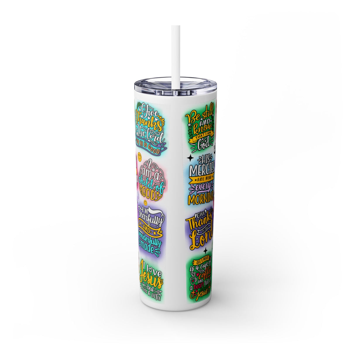 Bible Verses Skinny Tumbler with Straw, 20oz