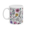 Custom Floral Up to 6 Kids Holding Mom's Hand 3D Ceramic Mug, (11oz, 15oz)