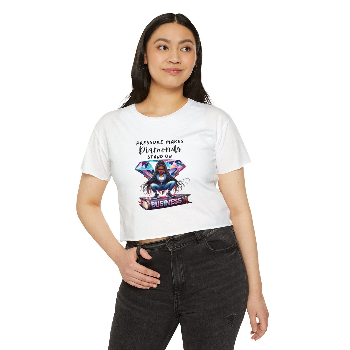 PRESSURE MAKES Diamonds STAND ON Business Women's Festival Crop Top