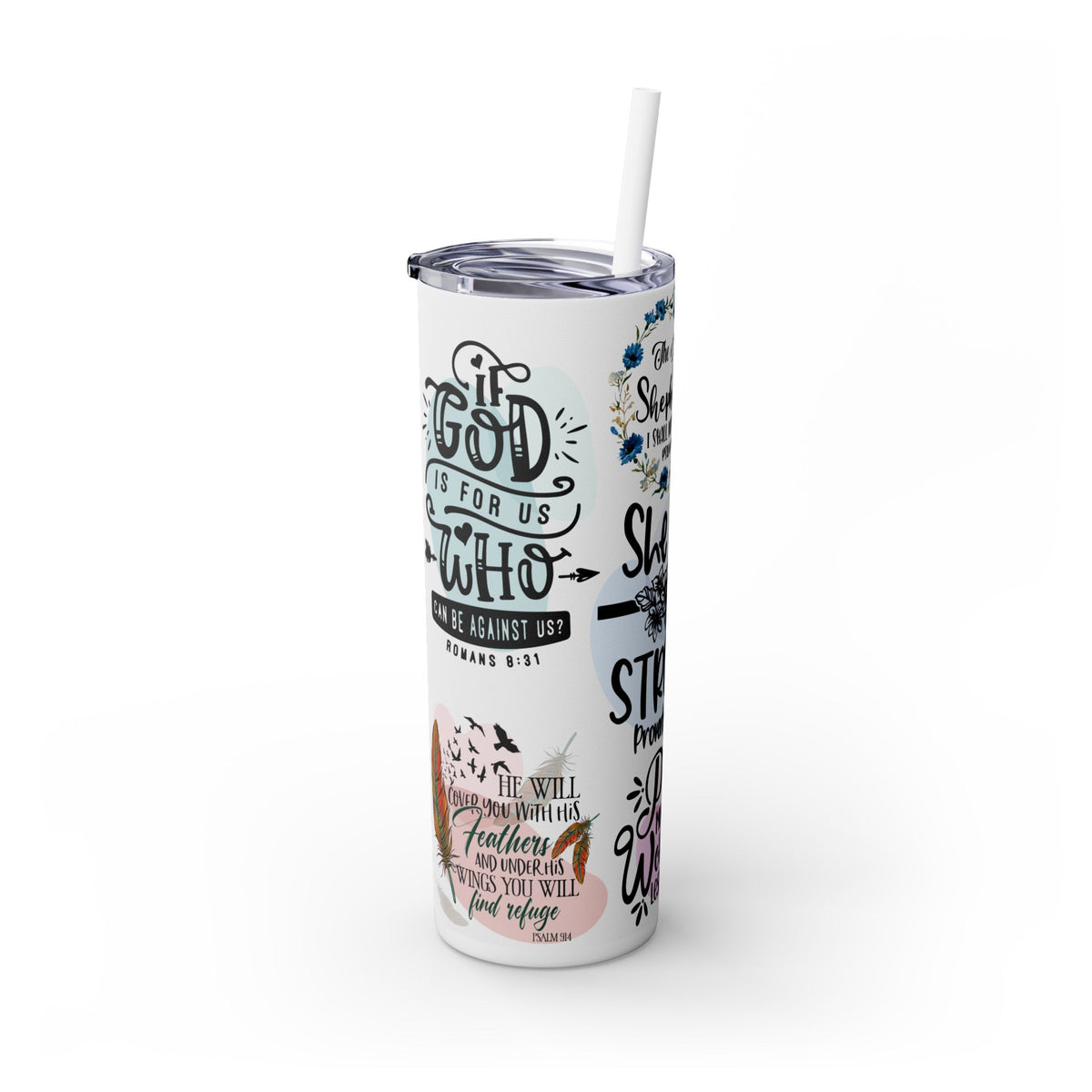 She Is Strong Skinny Tumbler with Straw, 20oz