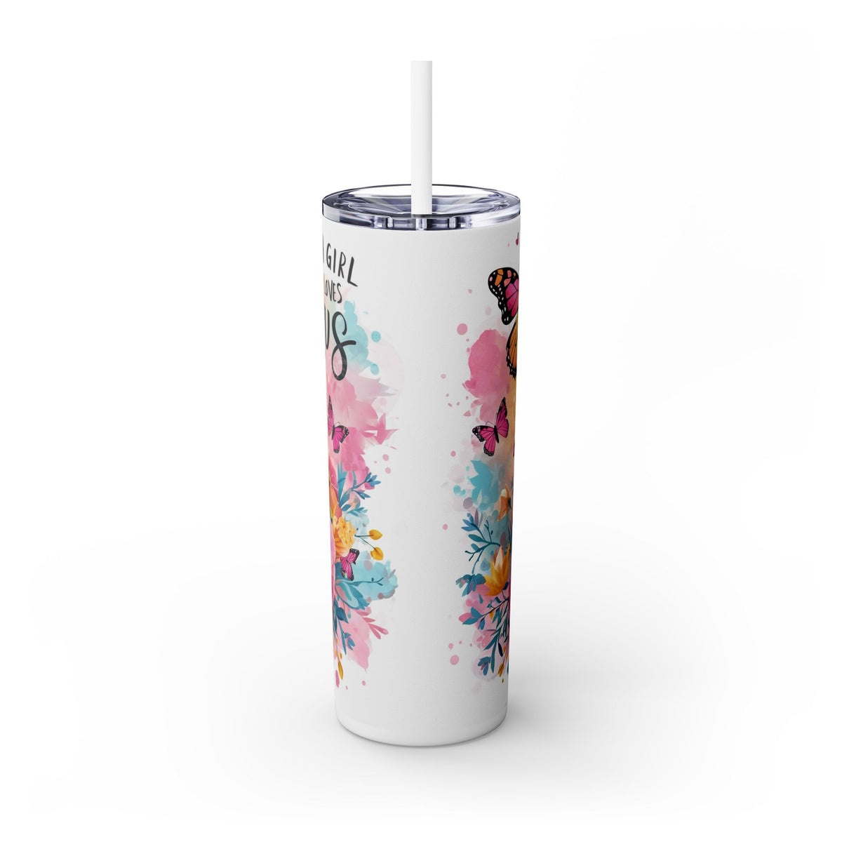 Just A Girl Skinny Tumbler with Straw, 20oz