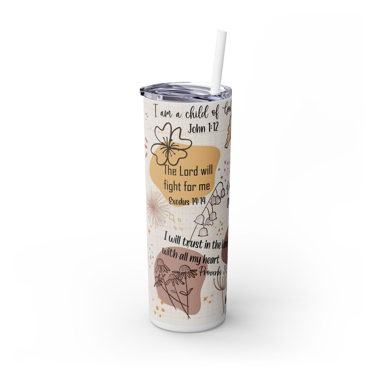 Bible Verses Skinny Tumbler with Straw, 20oz