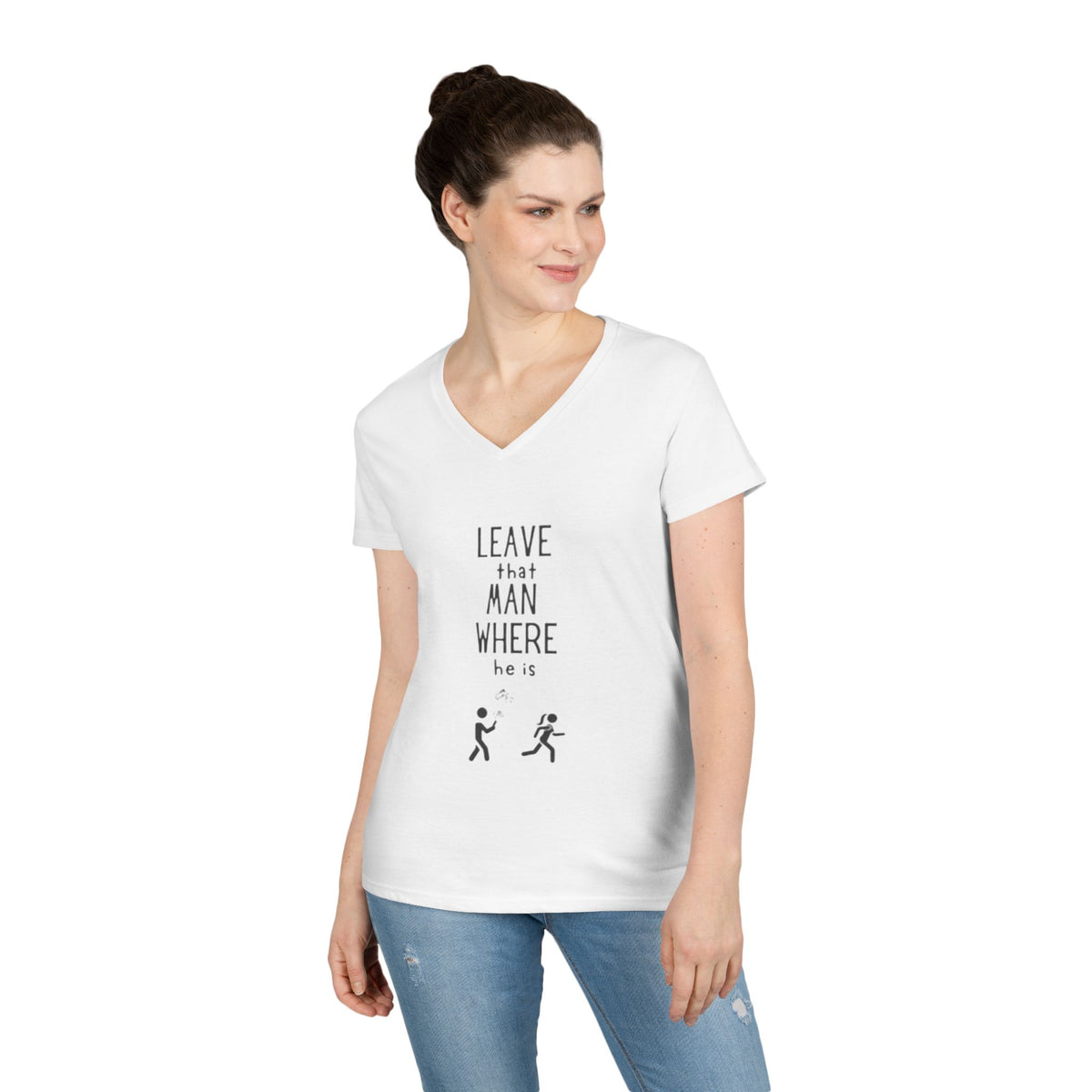 Leave that man where he at Ladies' V-Neck T-Shirt