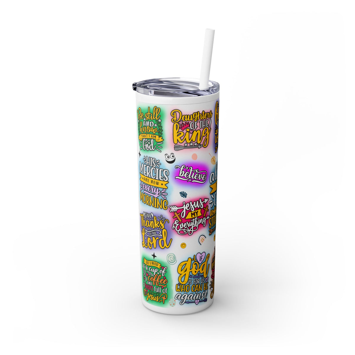 Bible Verses Skinny Tumbler with Straw, 20oz