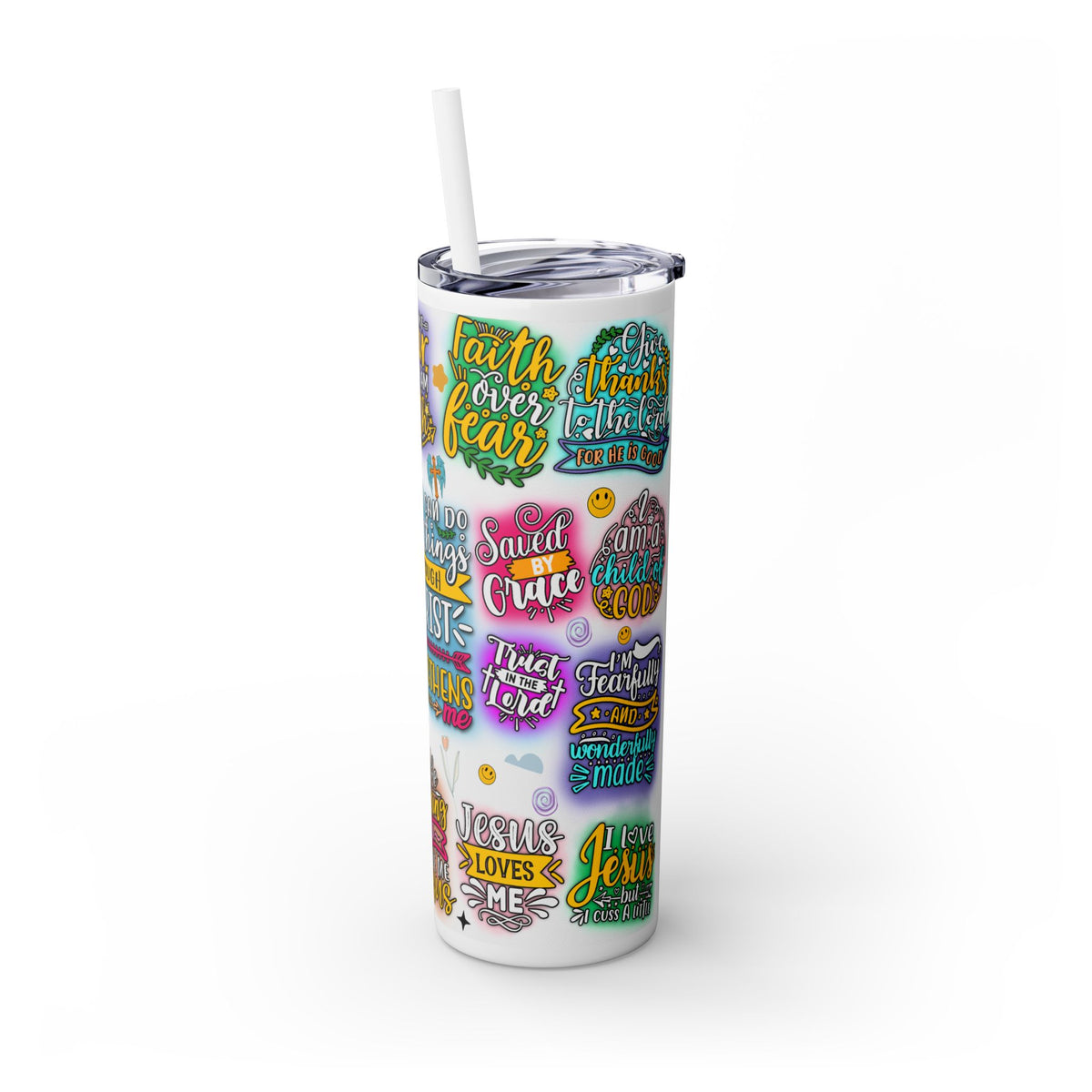 Bible Verses Skinny Tumbler with Straw, 20oz